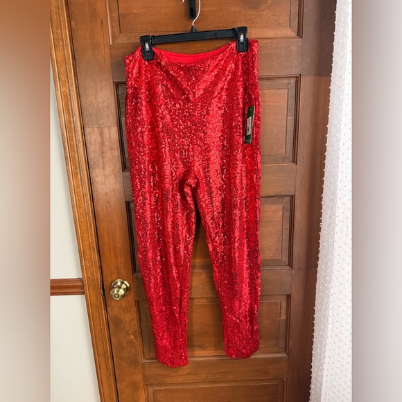 TIPSY ELVES RED SEQUIN HIGH WAISTED LEGGINGS - Picture 3 of 9